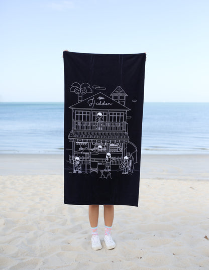 Hidden Beach House Beach Towel in White