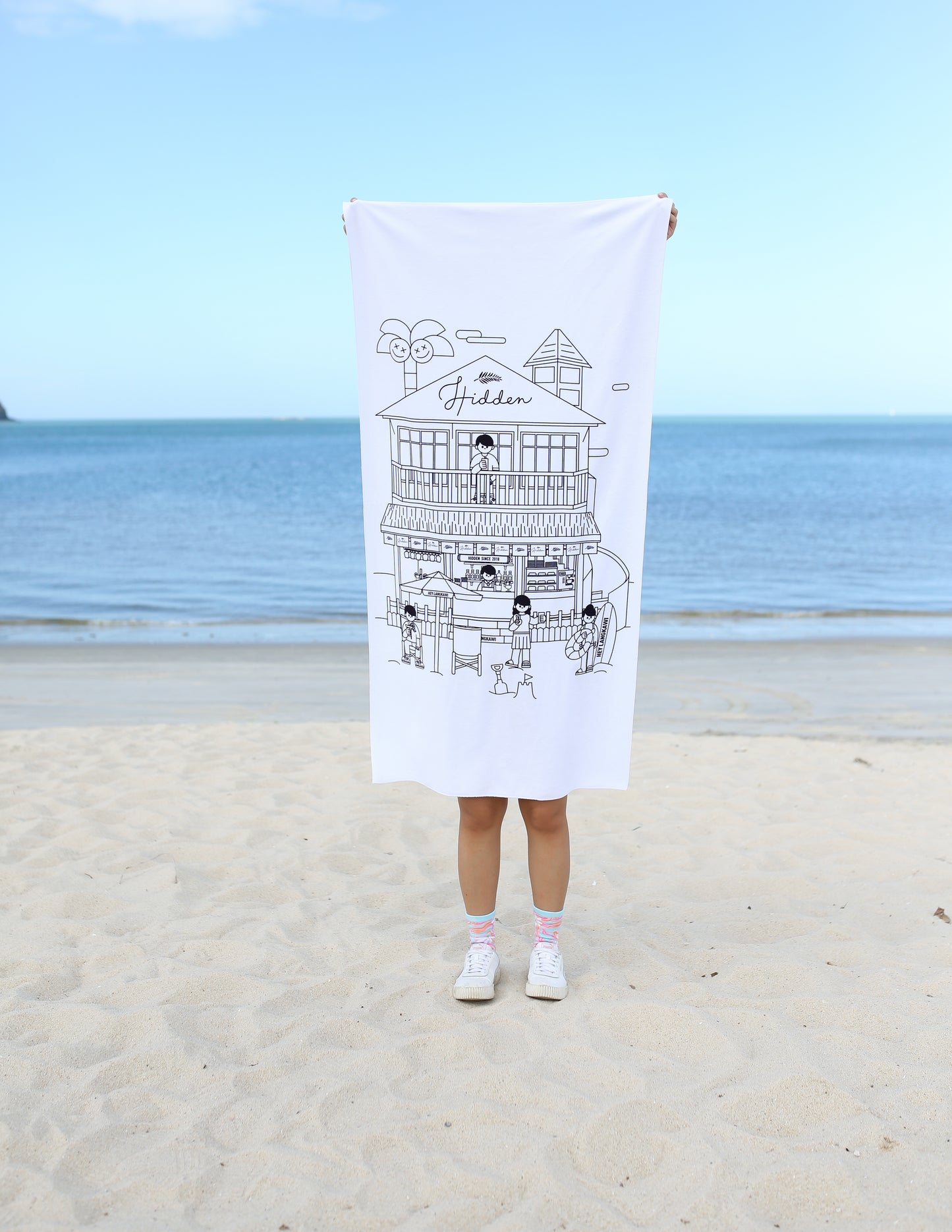 Hidden Beach House Beach Towel in White