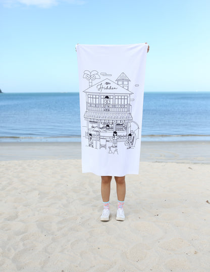 Hidden Beach House Beach Towel in White