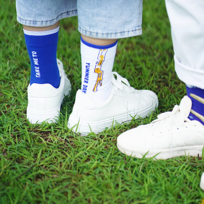 Take Me To Yummier Days Socks (Blue&White)